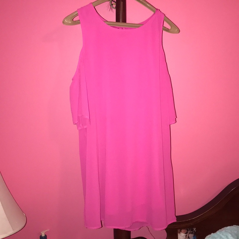 NWOT hot pink cold shoulder dress